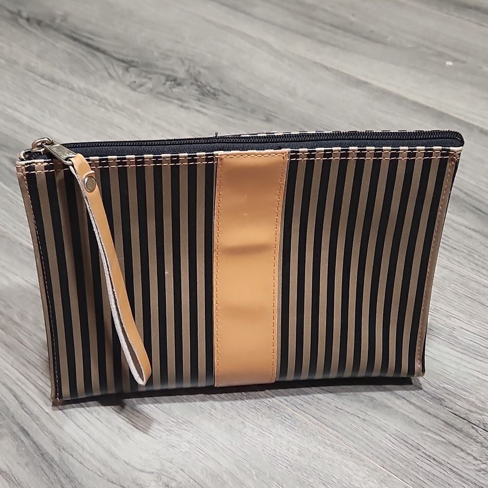 Vintage Striped XL Wristlet Clutch Bag